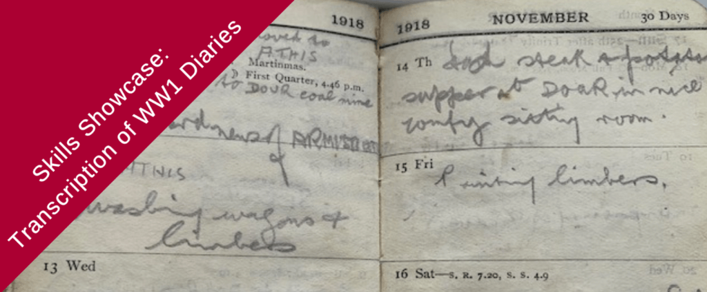 Skills Showcase: Transcription of WW1 Diaries